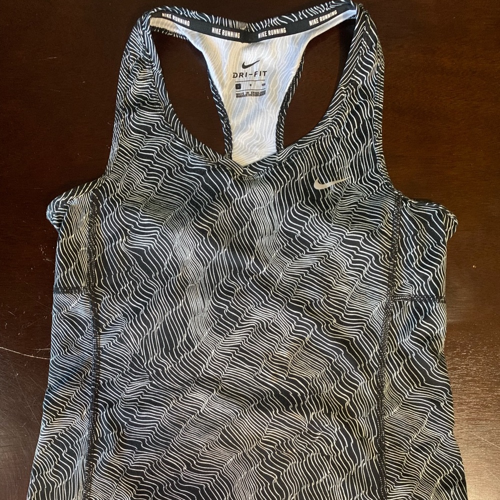 Nike Black and White Dri Fit Running Tank Top Size Small